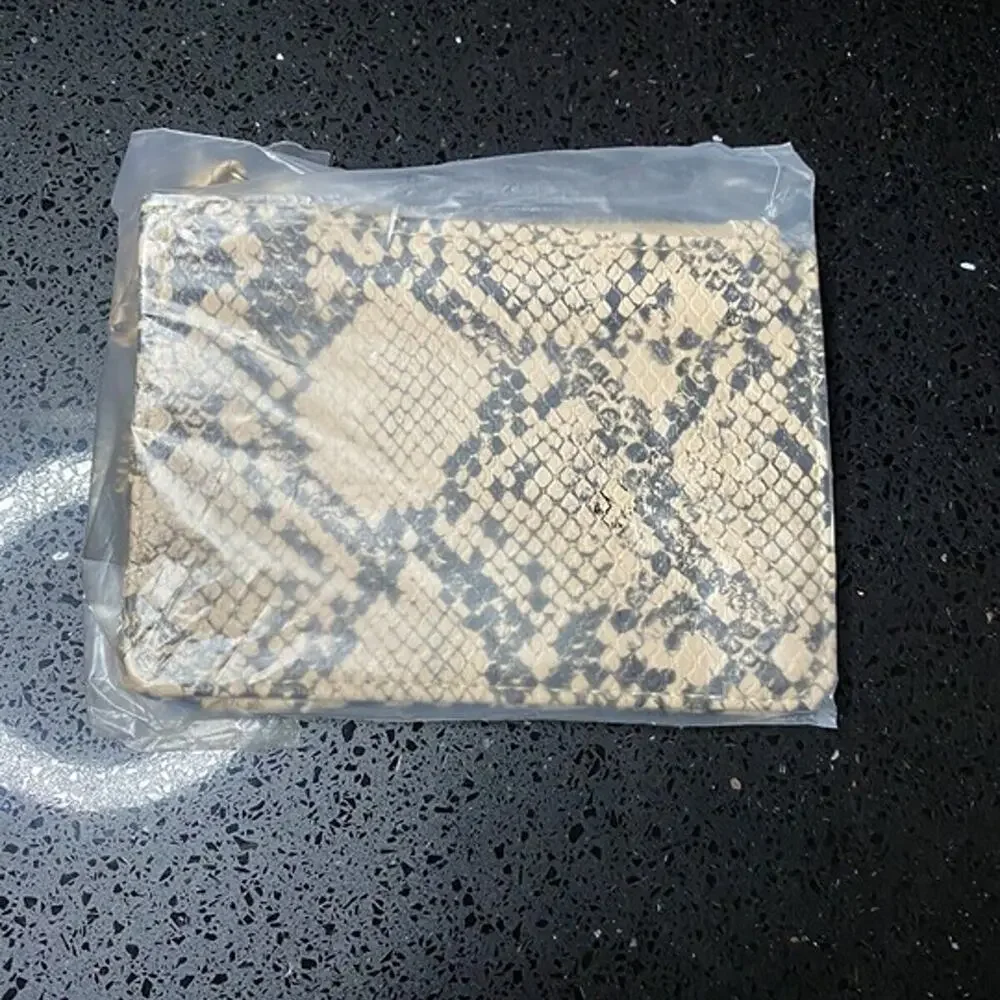 SIENNA MAE Lennon Vegan Leather Card Wallet | Snakeskin Print Zip Coin Purse NWT